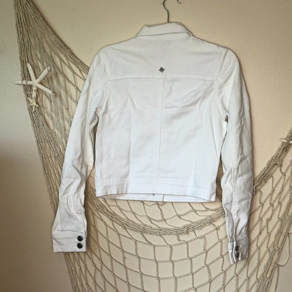 PRANA White Slate Rim Denim Jacket Lightly Distressed XS - Picture 13 of 15